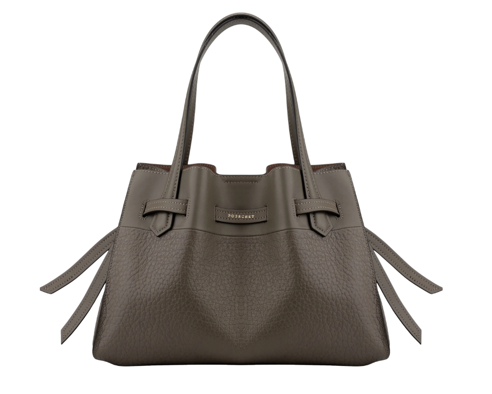 Blossom lædertaske, mellem – Taupe